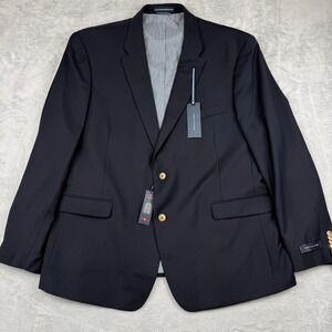 Tommy Hilfiger Blazer Jacket Mens 48 Blue Wool Stretch Single Breasted Business